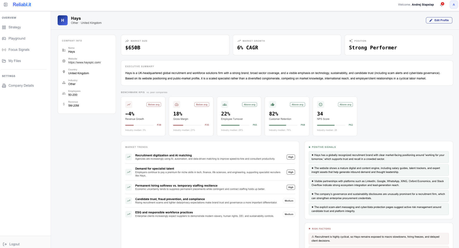 Strategy Engine interface
